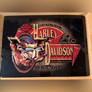 Vintage Harley Davidson Motorcycles No Boundaries Catch the Fever 12"x17" Sign